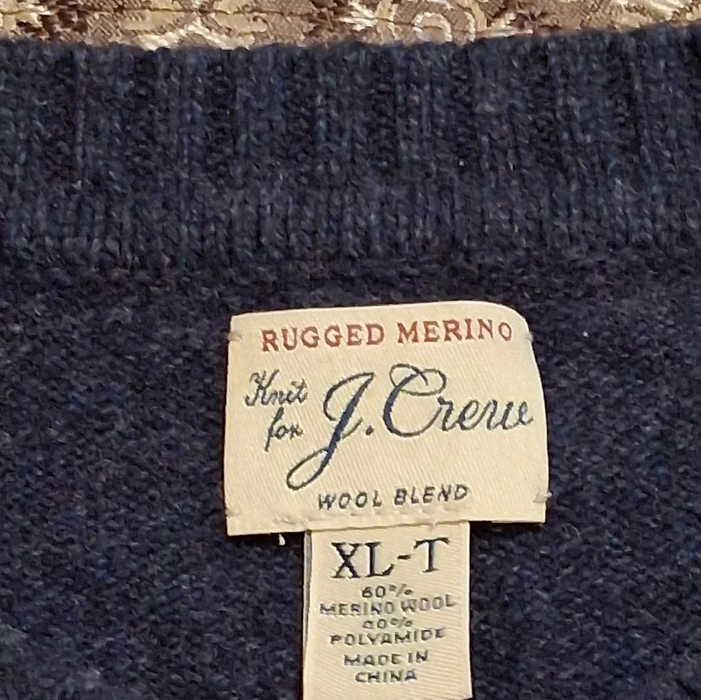 J. Crew Rugger Merino Knit For Wool Blend Sweater Navy Blue SxXLT Pullover‎